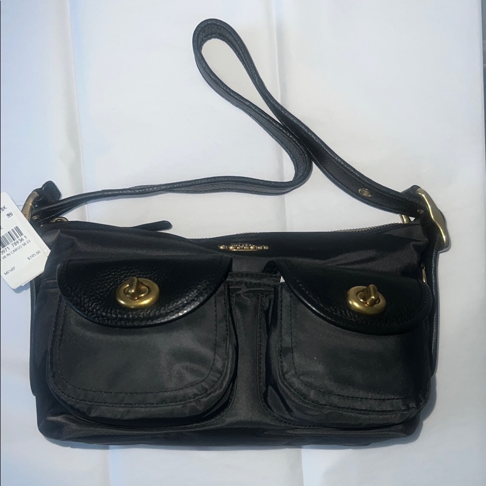 Coach Black Shoulder Bag with Gold Accents